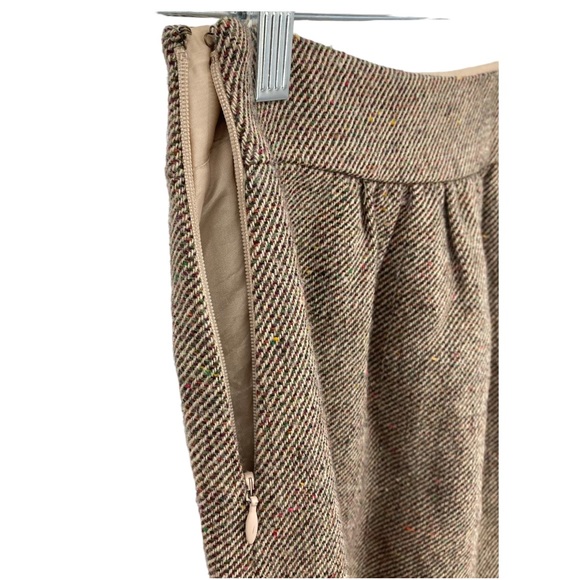 J.Crew Brown Tweed Wool Blend Mini Skirt Lined Slant Pockets Business Casual - Picture 7 of 9